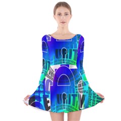 Security Castle Sure Padlock Long Sleeve Velvet Skater Dress by Nexatart