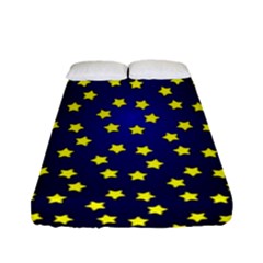 Star Christmas Yellow Fitted Sheet (full/ Double Size) by Nexatart