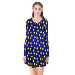 Star Christmas Yellow Flare Dress by Nexatart