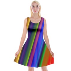 Strip Colorful Pipes Books Color Reversible Velvet Sleeveless Dress by Nexatart