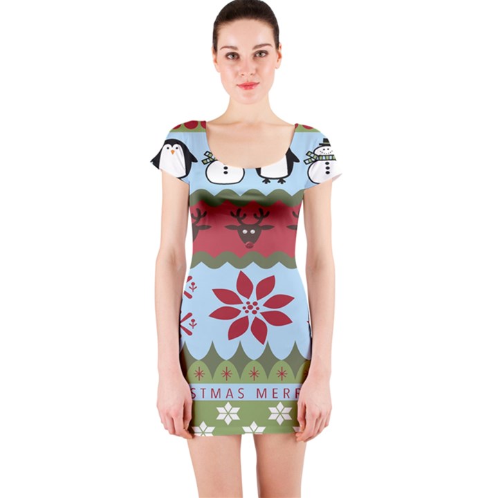 Ugly Christmas Xmas Short Sleeve Bodycon Dress