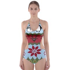 Ugly Christmas Xmas Cut-Out One Piece Swimsuit