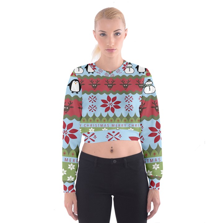 Ugly Christmas Xmas Women s Cropped Sweatshirt