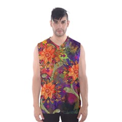 Abstract Flowers Floral Decorative Men s Basketball Tank Top by Nexatart