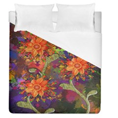 Abstract Flowers Floral Decorative Duvet Cover (queen Size) by Nexatart