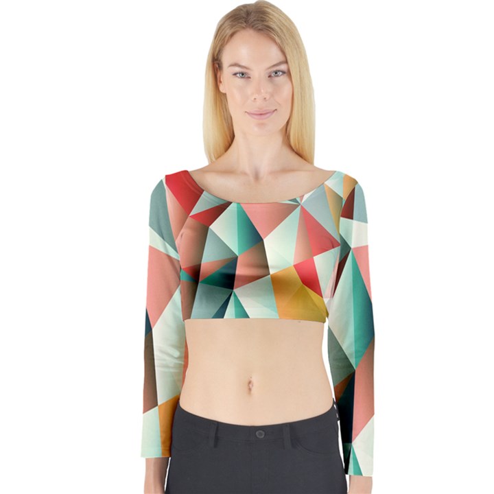 Abstracts Colour Long Sleeve Crop Top