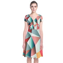 Abstracts Colour Short Sleeve Front Wrap Dress