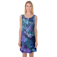 Abstract Ship Water Scape Ocean Sleeveless Satin Nightdress