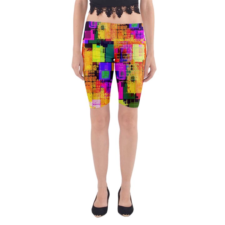 Abstract Squares Background Pattern Yoga Cropped Leggings