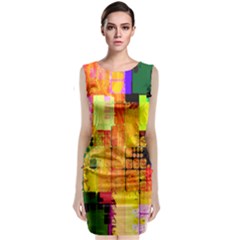 Abstract Squares Background Pattern Sleeveless Velvet Midi Dress by Nexatart