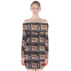 Advent Calendar Door Advent Pay Long Sleeve Off Shoulder Dress by Nexatart