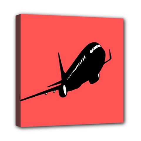 Air Plane Boeing Red Black Fly Mini Canvas 8  X 8 