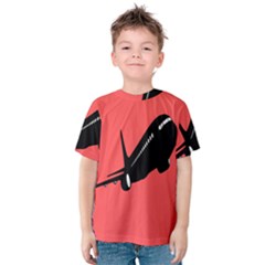 Air Plane Boeing Red Black Fly Kids  Cotton Tee