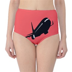 Air Plane Boeing Red Black Fly High-waist Bikini Bottoms by Alisyart