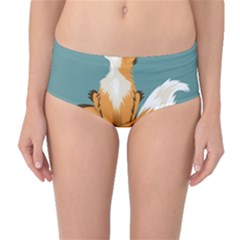 Animal Wolf Orange Fox Mid-waist Bikini Bottoms
