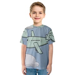 Airplane Fly Cloud Blue Sky Plane Jpeg Kids  Sport Mesh Tee