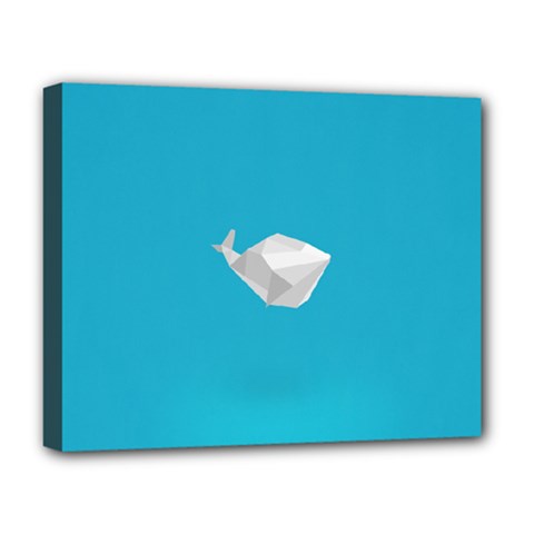 Animals Whale Blue Origami Water Sea Beach Deluxe Canvas 20  X 16  