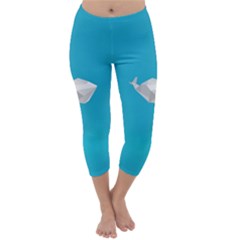 Animals Whale Blue Origami Water Sea Beach Capri Winter Leggings 