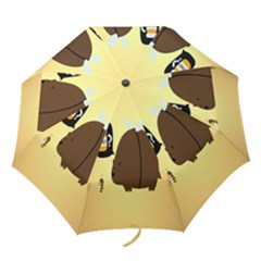 Bear Meet Bee Honey Animals Yellow Brown Folding Umbrellas by Alisyart