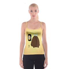 Bear Meet Bee Honey Animals Yellow Brown Spaghetti Strap Top