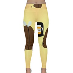 Bear Meet Bee Honey Animals Yellow Brown Classic Yoga Leggings