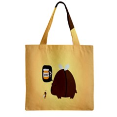 Bear Meet Bee Honey Animals Yellow Brown Zipper Grocery Tote Bag by Alisyart