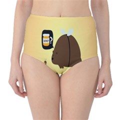 Bear Meet Bee Honey Animals Yellow Brown High-waist Bikini Bottoms