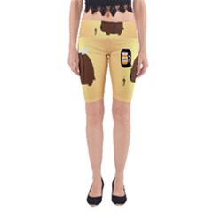 Bear Meet Bee Honey Animals Yellow Brown Yoga Cropped Leggings