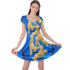 Animal Hare Window Gold Cap Sleeve Dresses by Nexatart