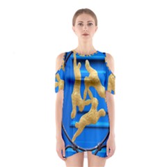 Animal Hare Window Gold Shoulder Cutout One Piece by Nexatart