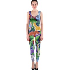 Animated Safari Animals Background Onepiece Catsuit by Nexatart