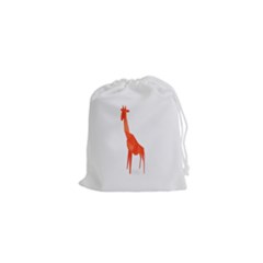 Animal Giraffe Orange Drawstring Pouches (xs)  by Alisyart