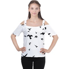 Bird Fly Black Women s Cutout Shoulder Tee