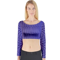 Calm Wave Blue Flag Long Sleeve Crop Top by Alisyart