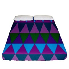 Blue Greens Aqua Purple Green Blue Plums Long Triangle Geometric Tribal Fitted Sheet (queen Size) by Alisyart