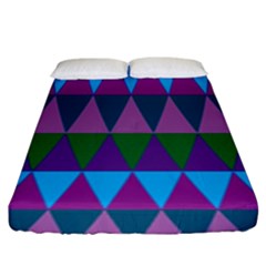 Blue Greens Aqua Purple Green Blue Plums Long Triangle Geometric Tribal Fitted Sheet (king Size) by Alisyart