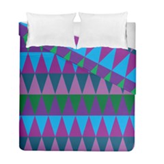 Blue Greens Aqua Purple Green Blue Plums Long Triangle Geometric Tribal Duvet Cover Double Side (full/ Double Size) by Alisyart