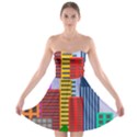 City Skyscraper Buildings Color Car Orange Yellow Blue Green Brown Strapless Bra Top Dress View1