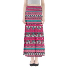 Aztec Geometric Red Chevron Wove Fabric Maxi Skirts