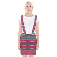 Aztec Geometric Red Chevron Wove Fabric Suspender Skirt