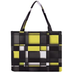 Color Geometry Shapes Plaid Yellow Black Mini Tote Bag by Alisyart