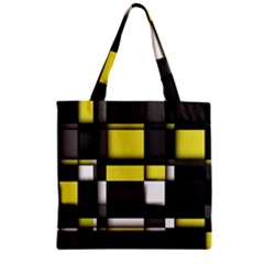 Color Geometry Shapes Plaid Yellow Black Zipper Grocery Tote Bag