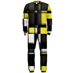 Color Geometry Shapes Plaid Yellow Black Onepiece Jumpsuit (men) 