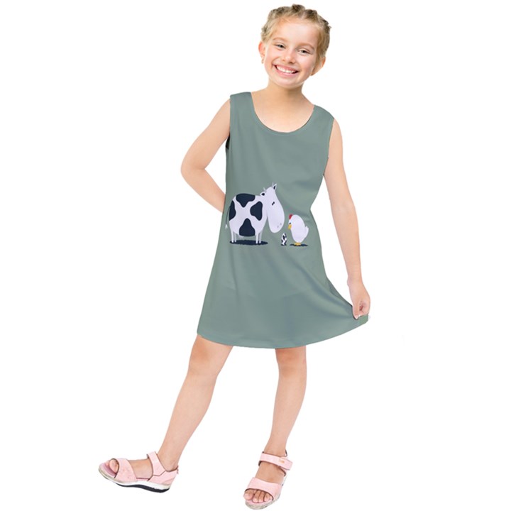 Cow Chicken Eggs Breeding Mixing Dominance Grey Animals Kids  Tunic Dress