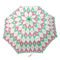 Diamond Green Circle Yellow Chevron Wave Folding Umbrellas by Alisyart