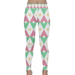 Diamond Green Circle Yellow Chevron Wave Classic Yoga Leggings