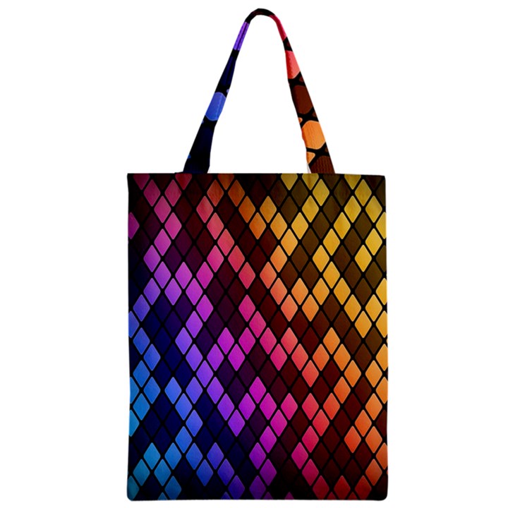 Colorful Abstract Plaid Rainbow Gold Purple Blue Zipper Classic Tote Bag