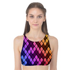 Colorful Abstract Plaid Rainbow Gold Purple Blue Tank Bikini Top