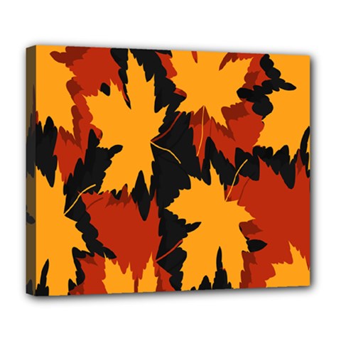 Dried Leaves Yellow Orange Piss Deluxe Canvas 24  X 20   by Alisyart