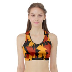 Dried Leaves Yellow Orange Piss Sports Bra With Border by Alisyart